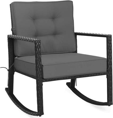 Grey rattan garden rocking - grey,